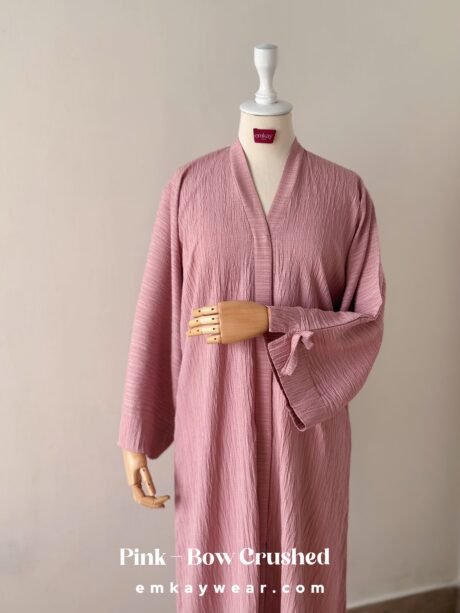 Pink - Crushed Bow Abaya