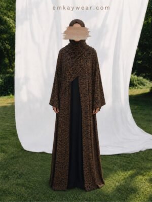 Leopard Print Kimono Abaya with Hijab - Premium-LPP