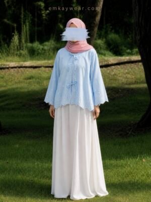 Pastel Dream - Blue Chikankari Bow-Tie Top-BCB